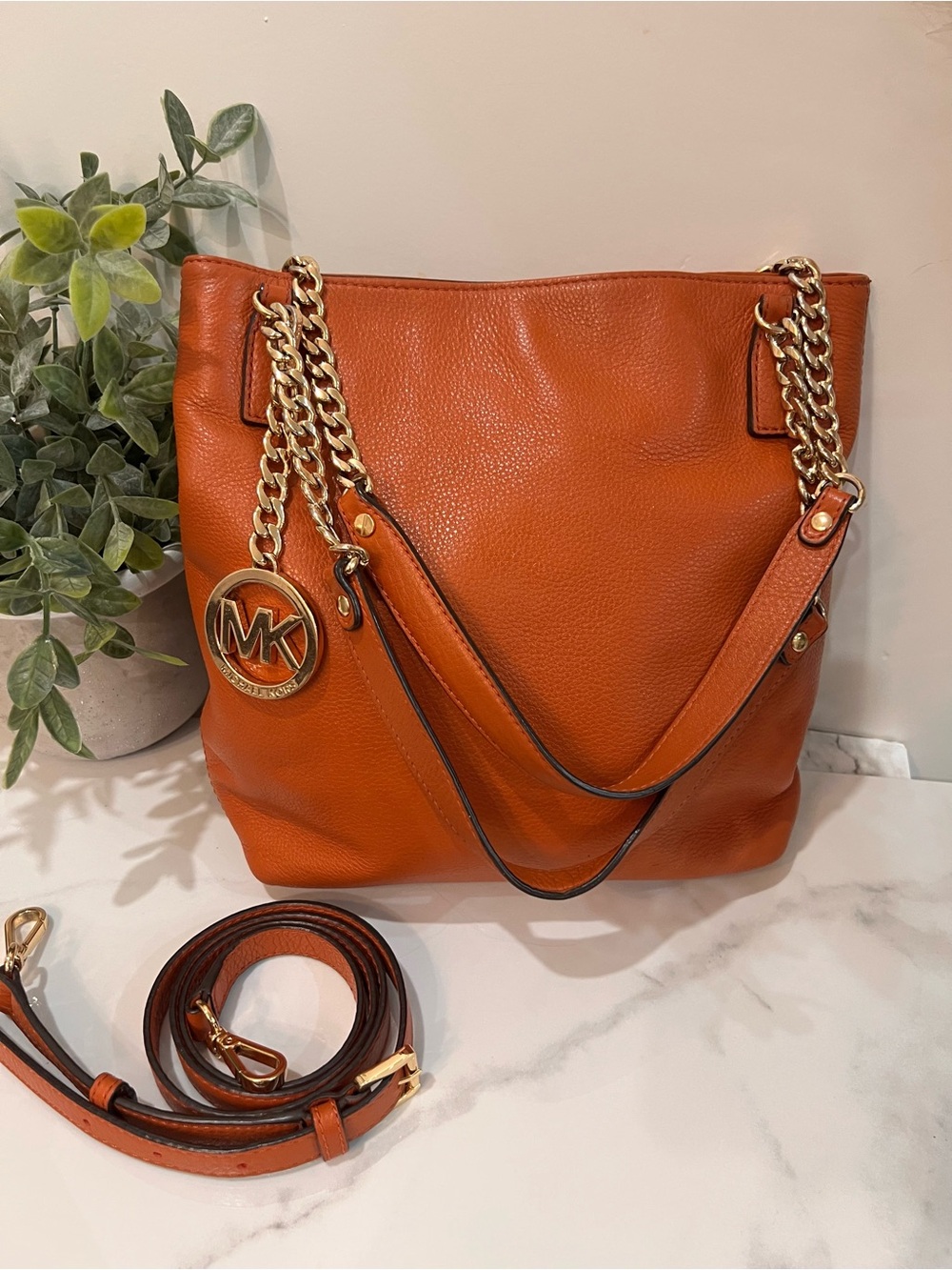 MICHAEL Michael Kors orange  Leather Shoulder Tote - Picture 9 of 13